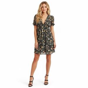 NWT Sadie & Sage Black Floral Dreams V Neck Mini Dress